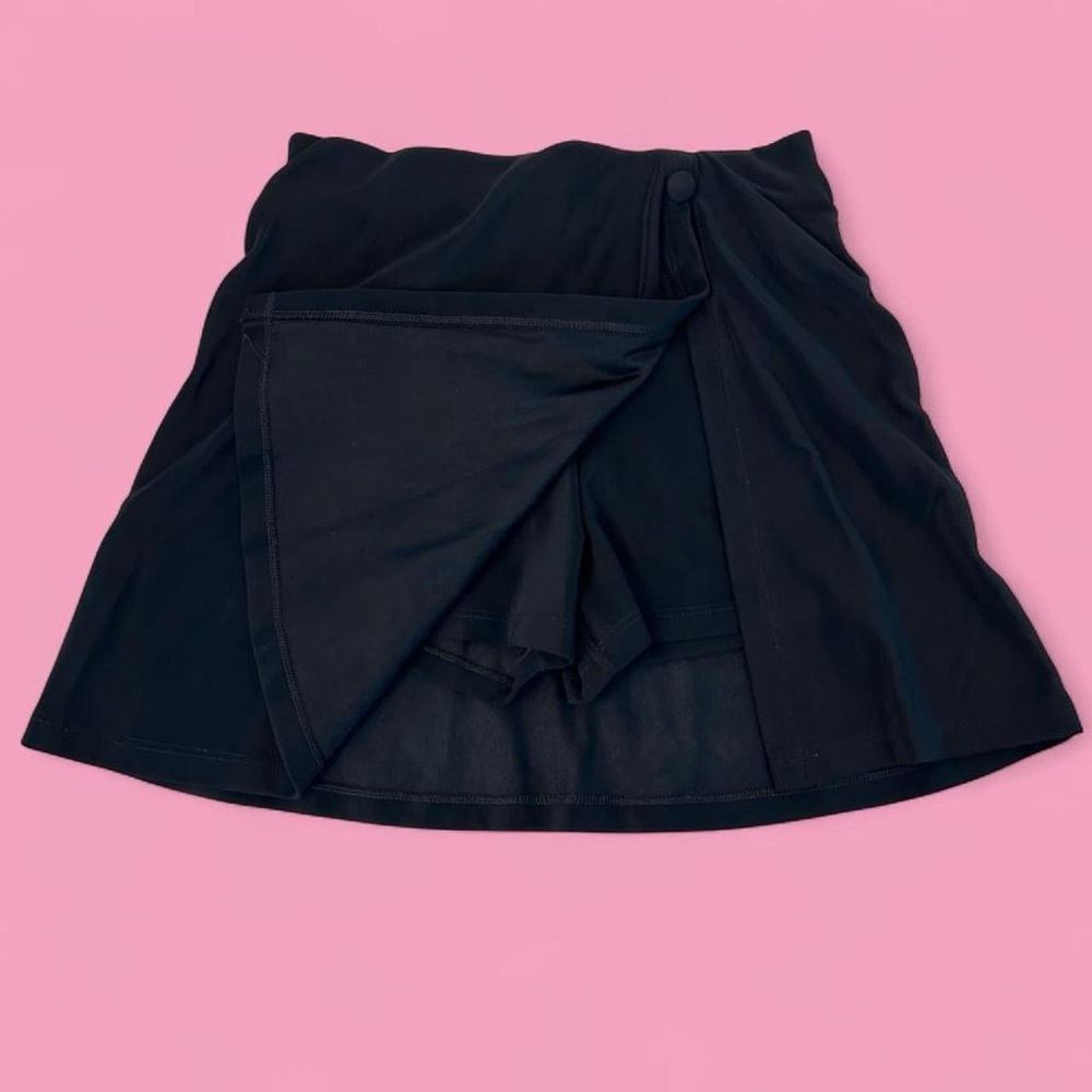 Vintage Y2K Preppy Black Cheer Style Mini Skirt w Button Detail by Elan - Picture 5 of 7